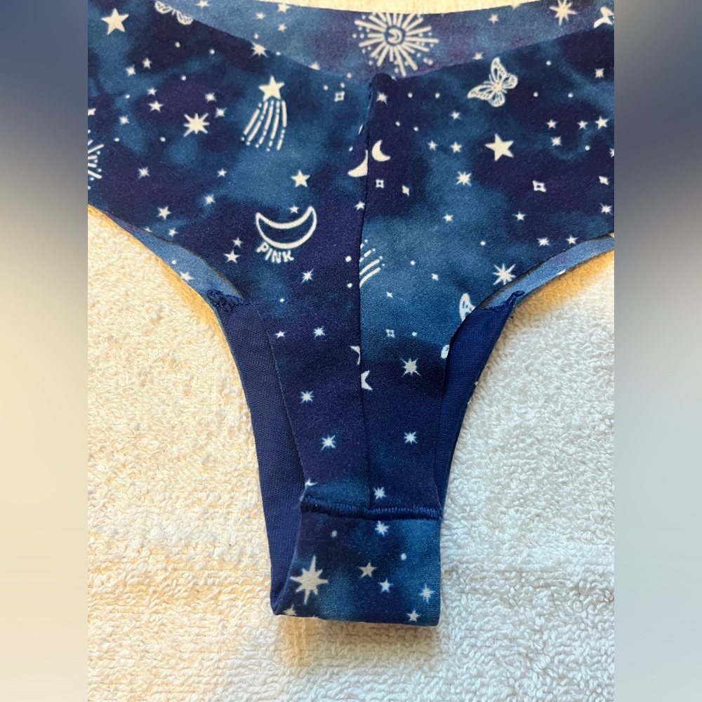 Pink Victoria’s Secret Thong String Bikini Panties Blue Butterfly Celestial Star - Picture 10 of 10